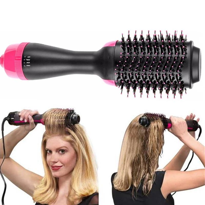 One Step Hair Dryer Brush Volumizer 2 In 1 Hair Straightener Curler Comb Electric Blow Dryer With Hair Comb Hot Air Curling Iron - AliExpress Beauty & Health
