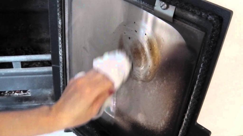 How to easily clean a wood burning stove glass window - YouTube