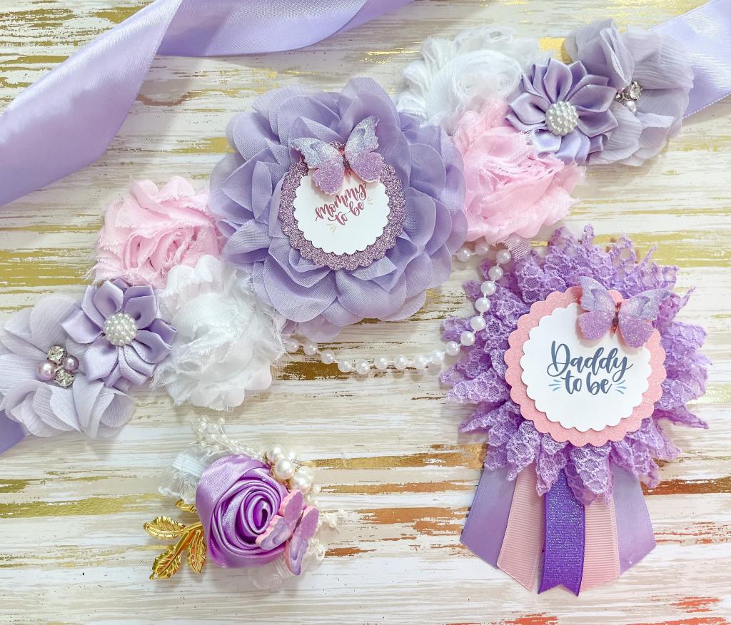 Pink and Purple Lavender Butterfly Maternity Sash Butterfly | Etsy
