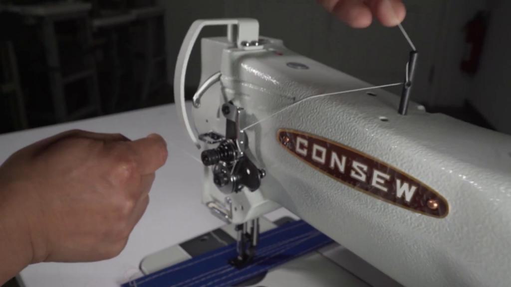 Consew 206RB - How to thread the machine - YouTube
