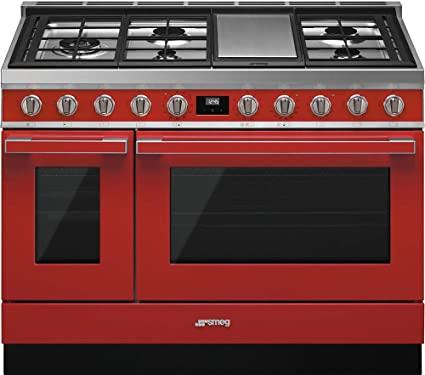 Amazon.com: Smeg Portofino Pro-Style Aesthetic Series 48-Inch Freestanding Dual Fuel Range (Orange) : Appliances