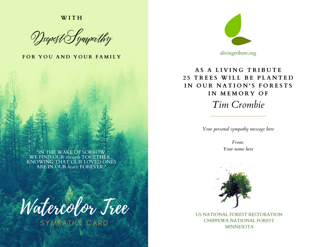 Tree Planting in a US National Forest with Mailed Sympathy Greeting Ca – A Living Tribute