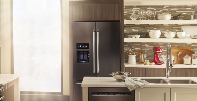 KitchenAid® 26.8 Cu. Ft. Black Stainless Steel with PrintShield™ Finish French Door Refrigerator | Schroeder's Appliance Center | Brainerd, MN