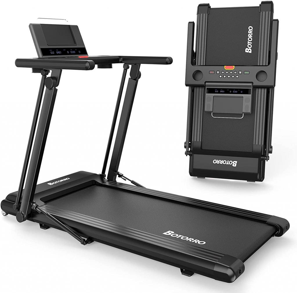 Folding Treadmill Exerciser Foldable Walk Running Machine Portable Treadmills for Home and Apartment LCD Display and Bluetooth Speaker No Assembly : Sports & Outdoors