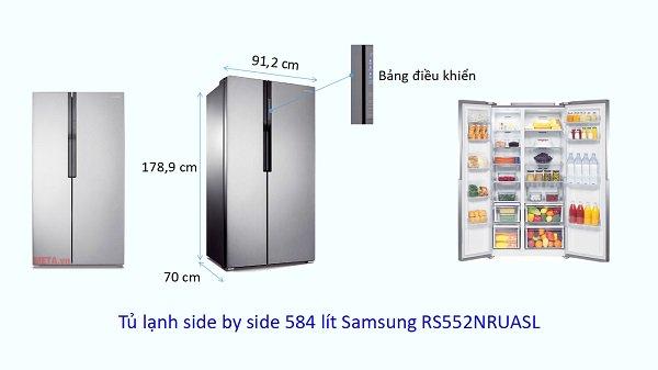 The common side by side fridge size
