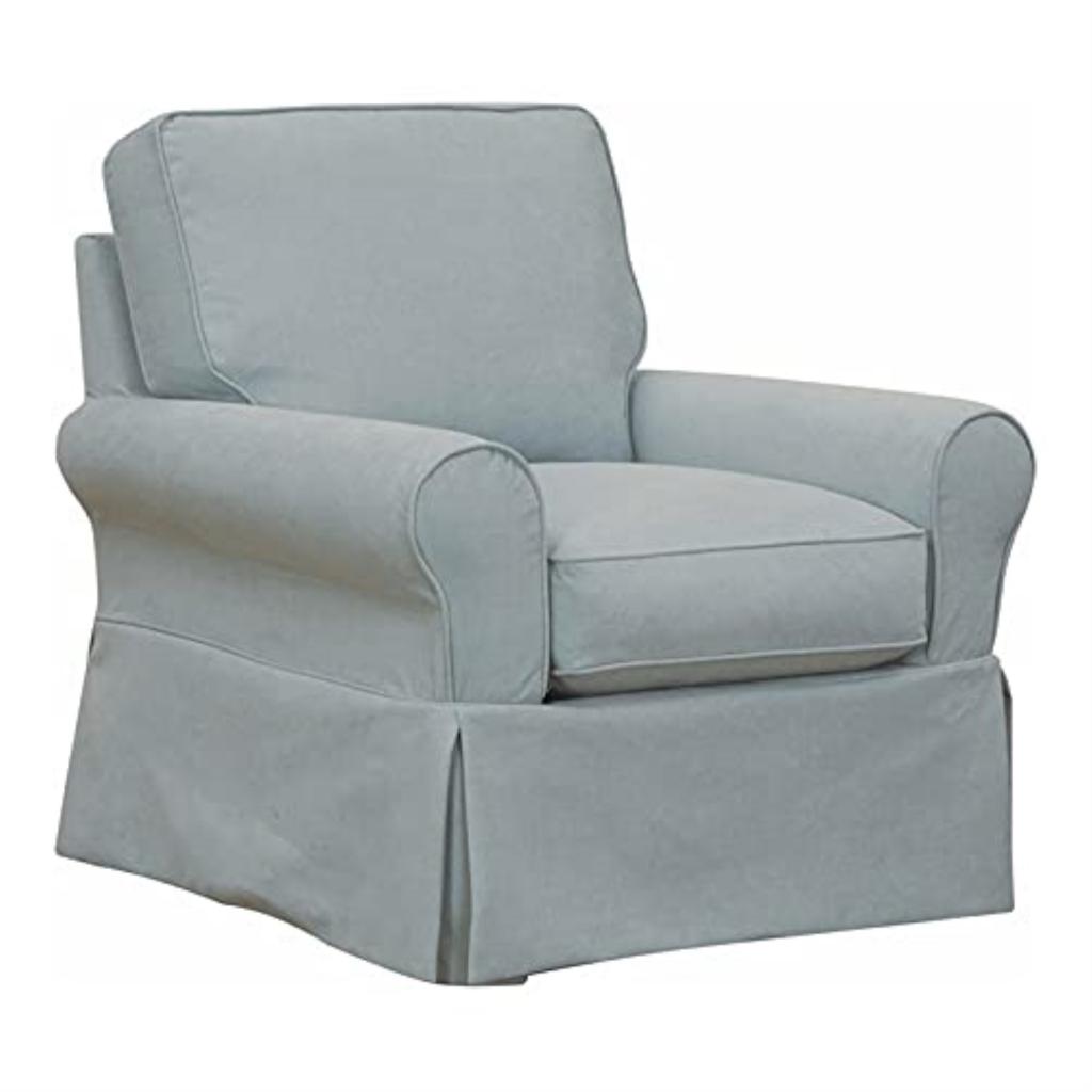 Sunset Trading Horizon Slipcovered Swivel Rocking Chair | Stain Resistant Performance Fabric | Ocean Blue - Walmart.com