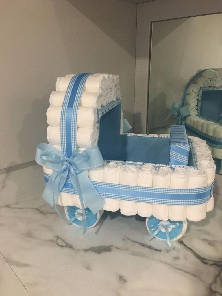 Baby Shower Diaper Stroller/diaper Cake Stroller/blue/boy | Etsy | Baby shower, Baby shower diapers, Diaper stroller