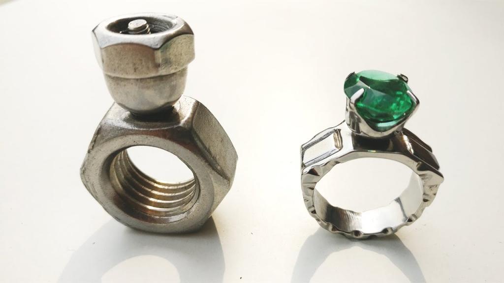 Turning Stainless Steel Hex Nuts and Bolt into 5 Carat Emerald Ring - By AMbros custom - YouTube