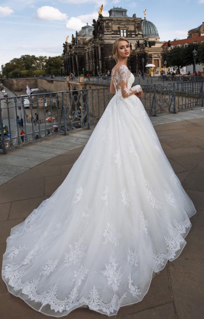 Merron Wedding Dress | Royal Promenade Collection | Elegant wedding dress ballgown, Huge wedding dresses, Long train wedding dress