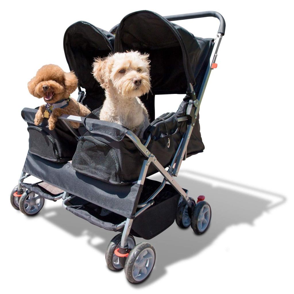 Amazon.com : Paws & Pals Double Pet Stroller - 4 Wheels Lightweight Two Puppy, Dog & Cat Strollers - Best for Walking 2 Small/Medium Size Animal, Cats or Dogs - Foldable Pets