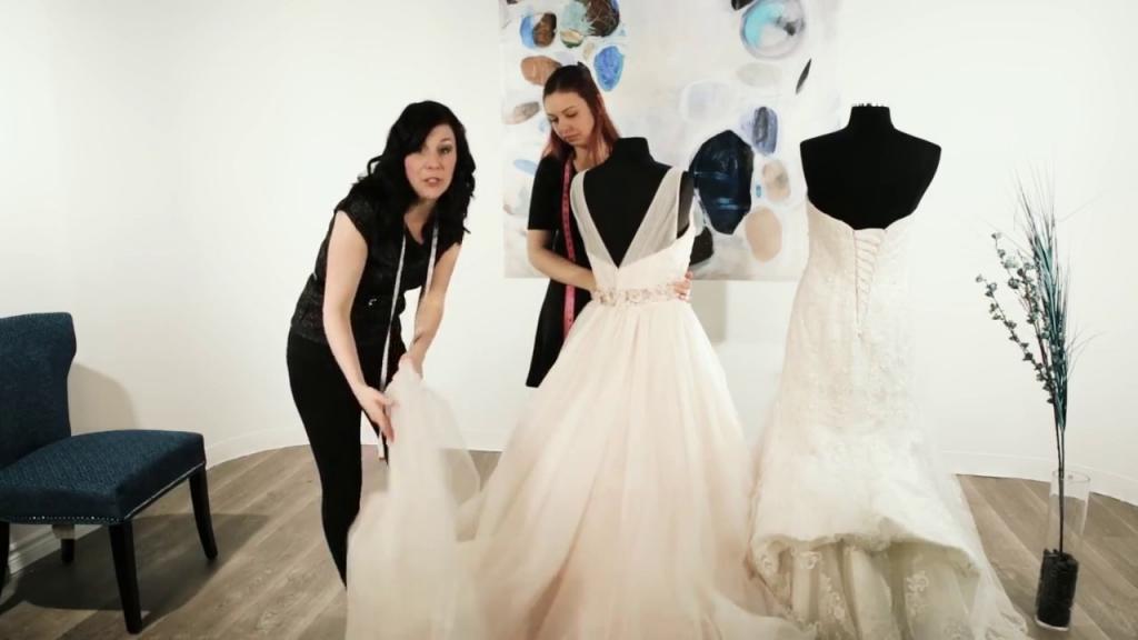 How to Bustle a Wedding Dress Train | Over Bustle - YouTube